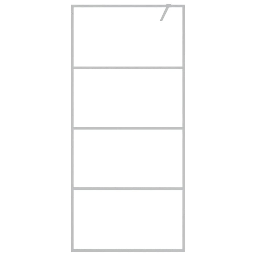 Inloopdouchewand Transparant Esg-Glas Kleurig 90 x 195 cm Zilver Doorzichtig