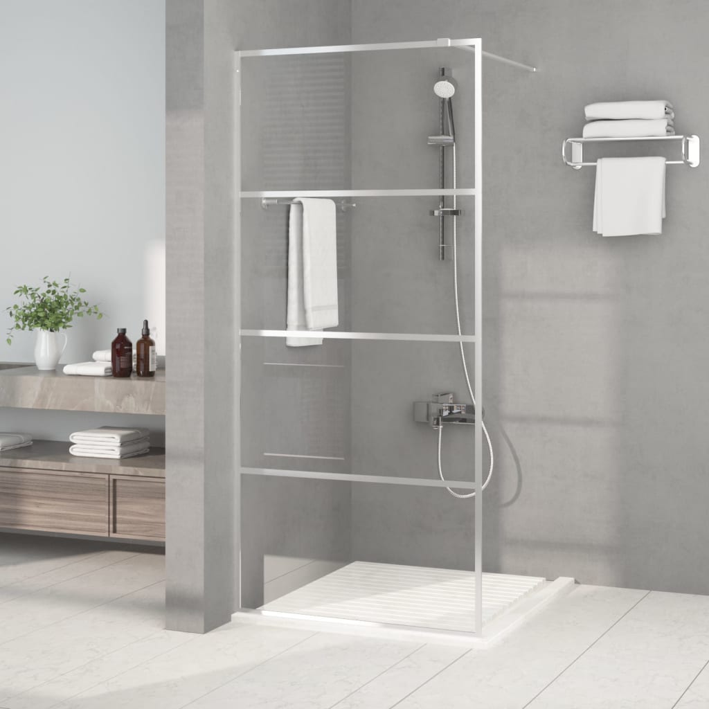 Inloopdouchewand Transparant Esg-Glas Kleurig 90 x 195 cm Zilver Doorzichtig