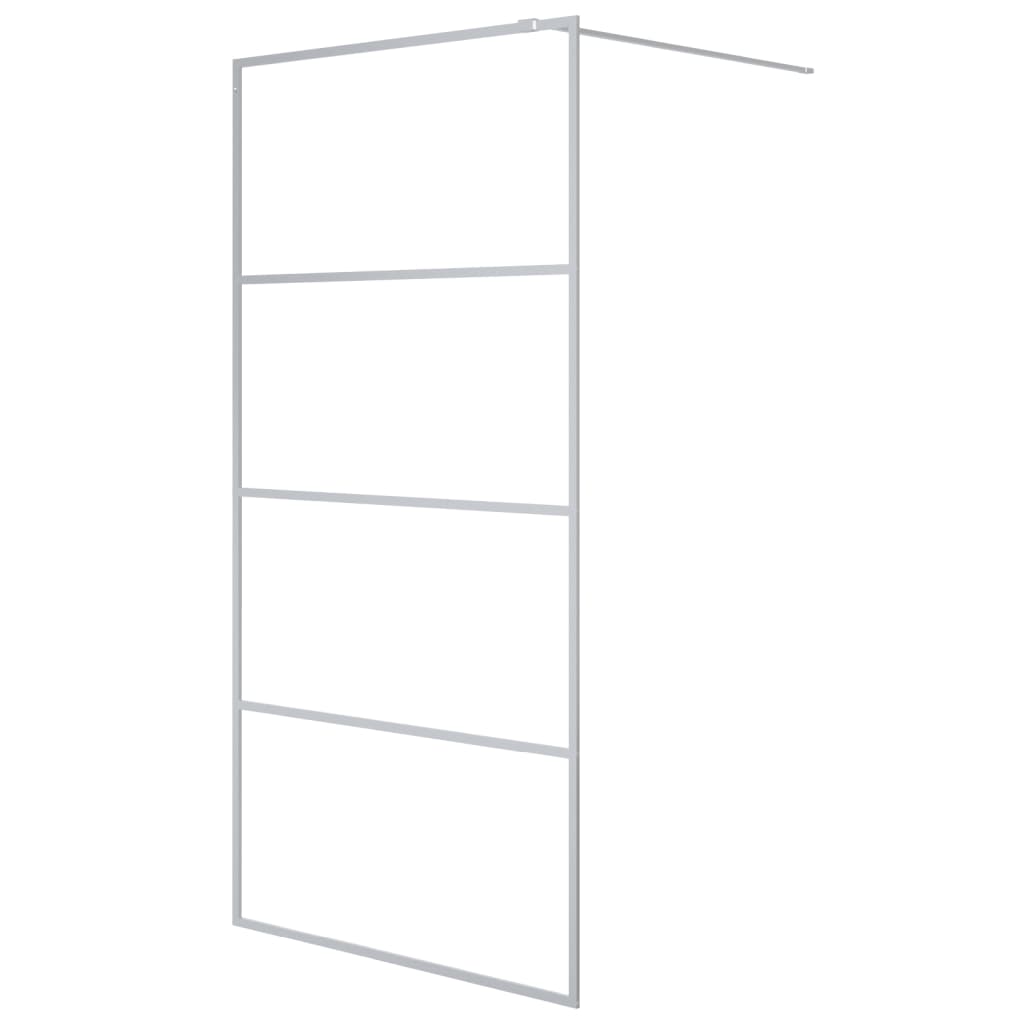 Inloopdouchewand 100x195 cm transparant ESG-glas zilverkleurig 100 x 195 cm Zilver