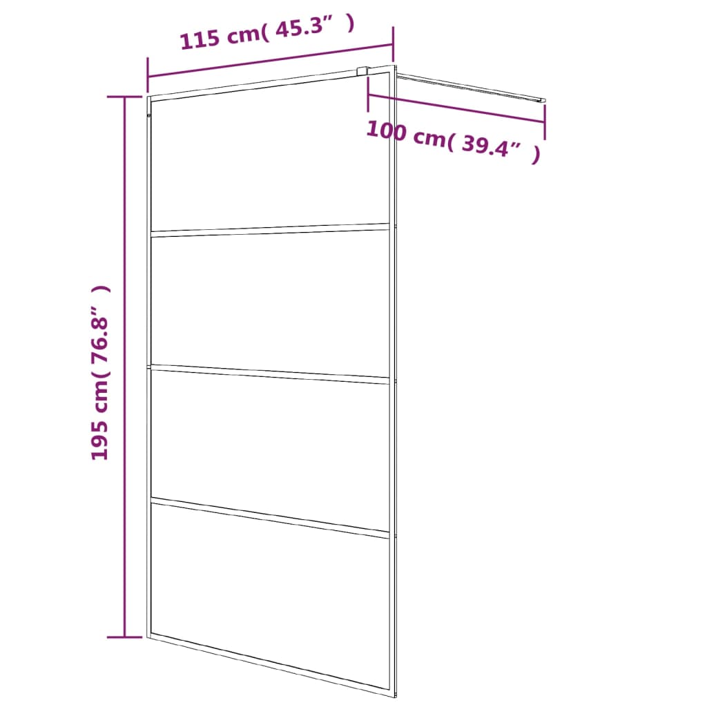 Inloopdouchewand Transparant Esg-Glas Kleurig 115 x 195 cm Zilver