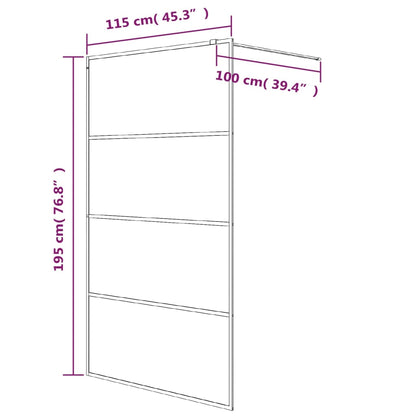 Inloopdouchewand Transparant Esg-Glas Kleurig 115 x 195 cm Zilver