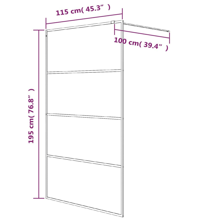 Inloopdouchewand Transparant Esg-Glas Kleurig 115 x 195 cm Zilver