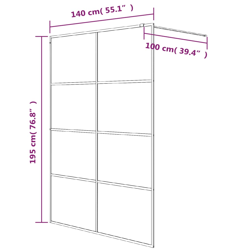 Inloopdouchewand 140x195 cm transparant ESG-glas zilverkleurig 140 x 195 cm Zilver Doorzichtig