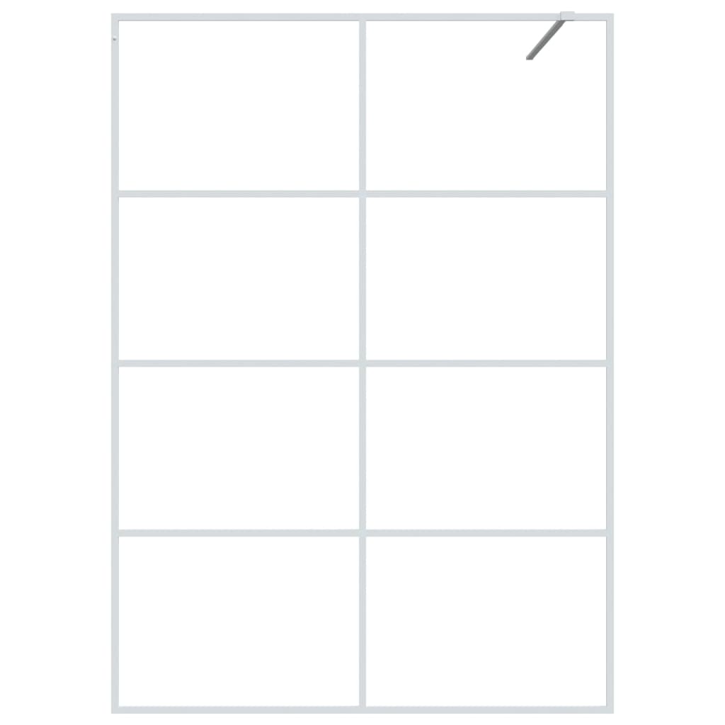 Inloopdouchewand 140x195 cm transparant ESG-glas wit 140 x 195 cm Wit Doorzichtig