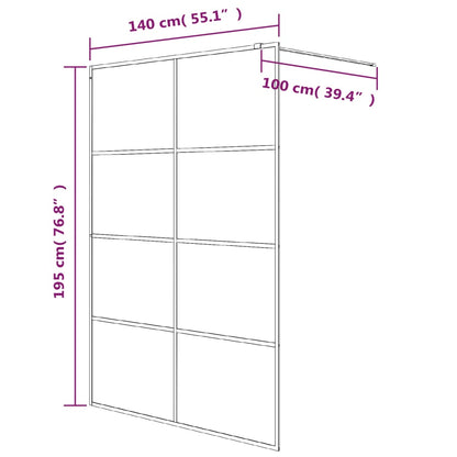Inloopdouchewand 140x195 cm transparant ESG-glas wit 140 x 195 cm Wit Doorzichtig