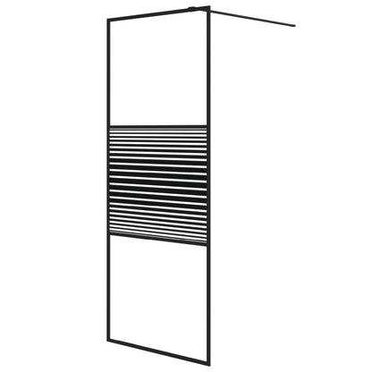 Inloopdouchewand 80x195 cm transparant ESG-glas zwart 80 x 195 cm Zwart Gestreept