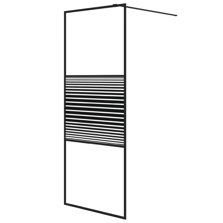 Inloopdouchewand 80x195 cm transparant ESG-glas zwart 80 x 195 cm Zwart Gestreept