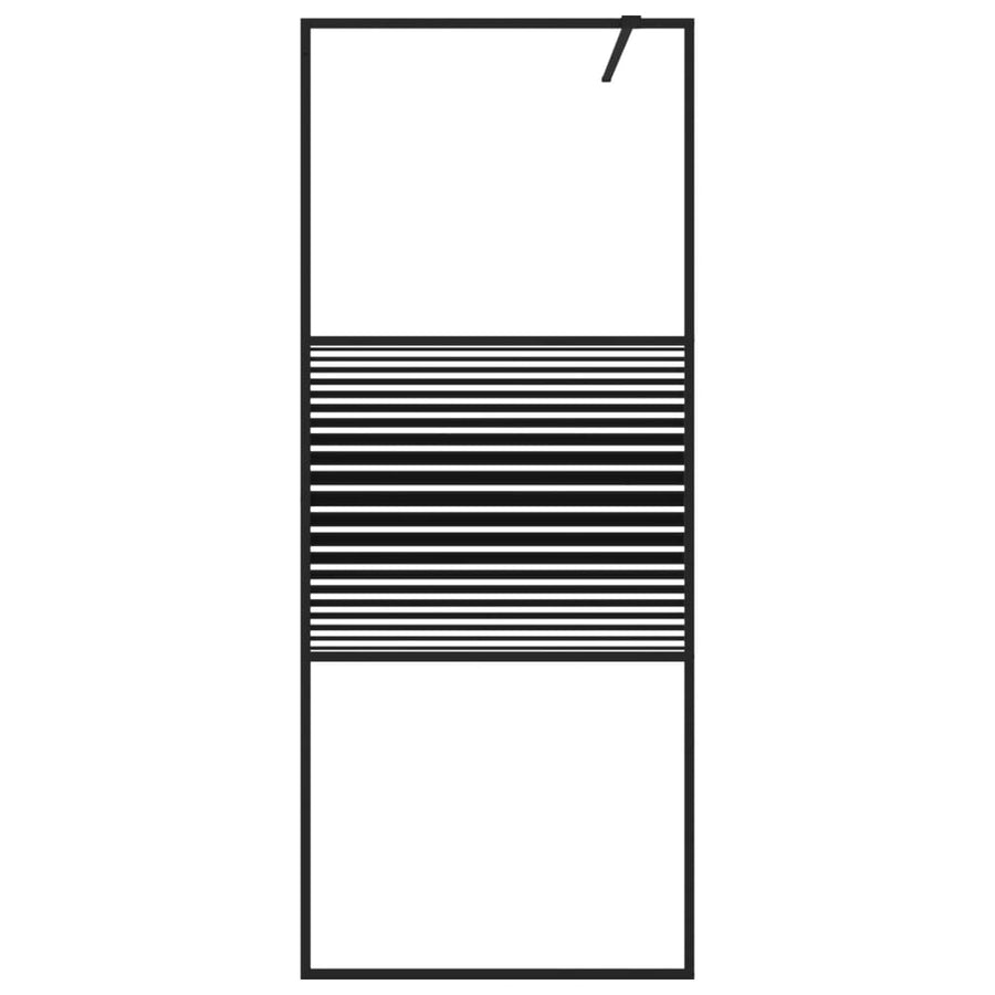 Inloopdouchewand 80x195 cm transparant ESG-glas zwart 80 x 195 cm Zwart Gestreept
