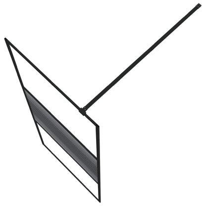 Inloopdouchewand 80x195 cm transparant ESG-glas zwart 80 x 195 cm Zwart Gestreept