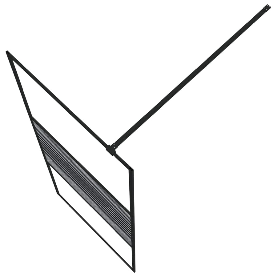 Inloopdouchewand 80x195 cm transparant ESG-glas zwart 80 x 195 cm Zwart Gestreept