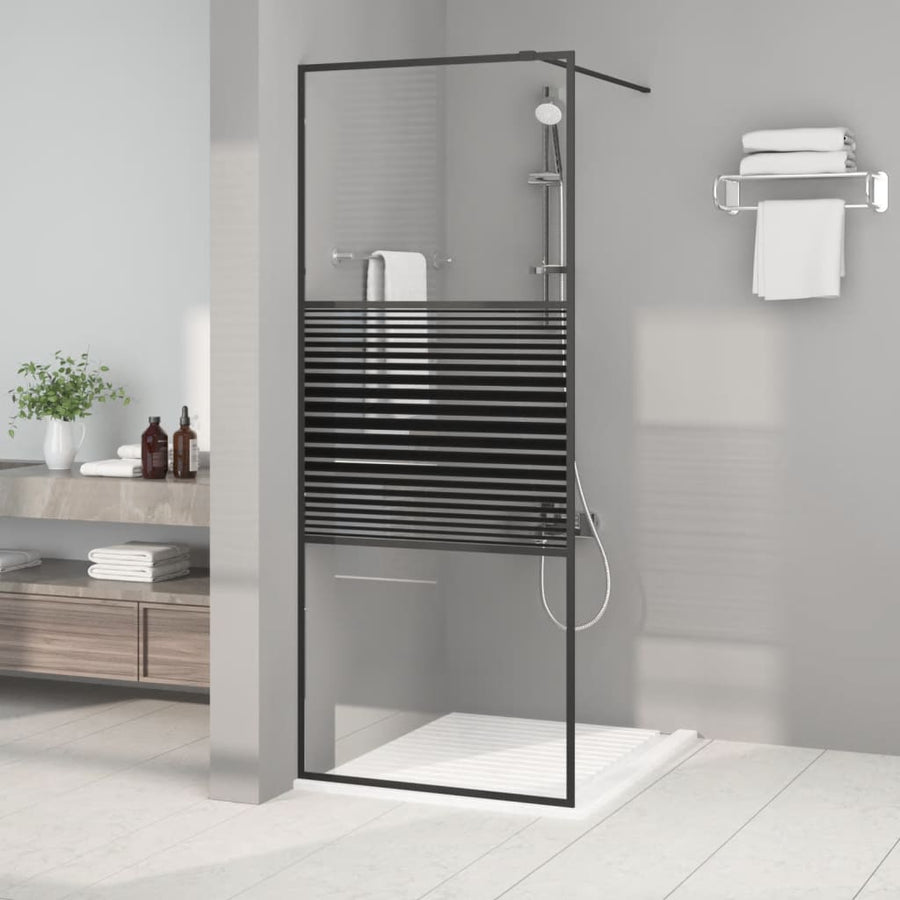 Inloopdouchewand 80X195 Cm Esg-Glas Transparant En Zwart