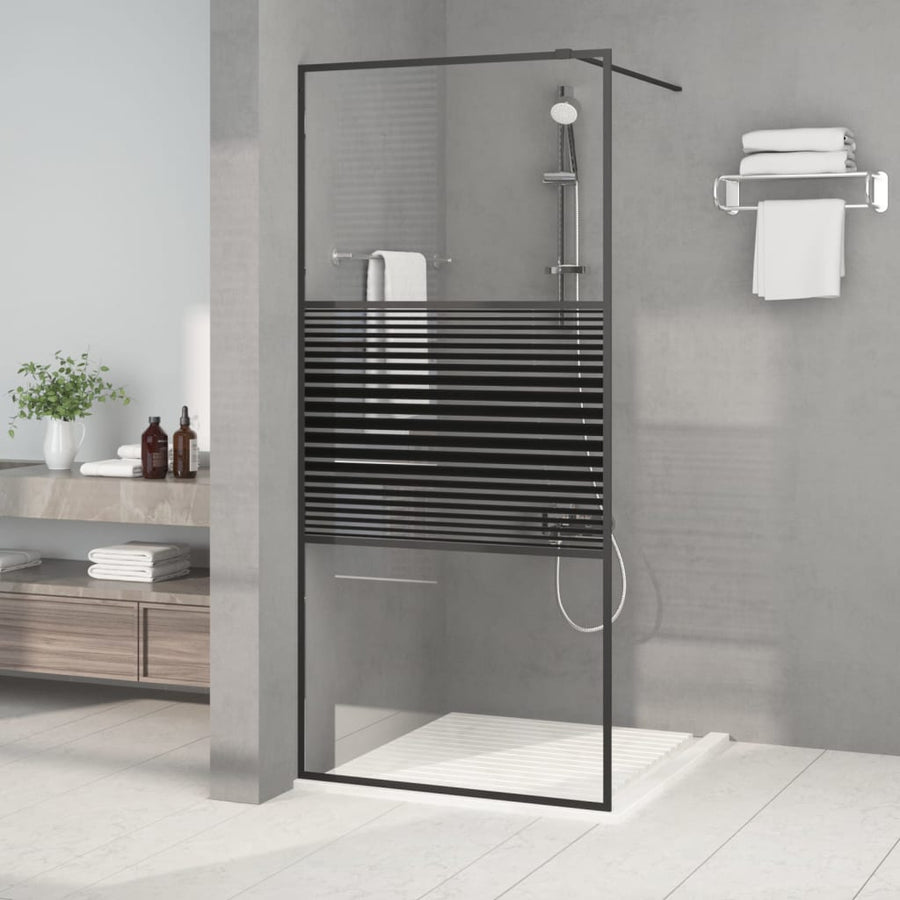 Inloopdouchewand 80X195 Cm Esg-Glas Transparant En Zwart