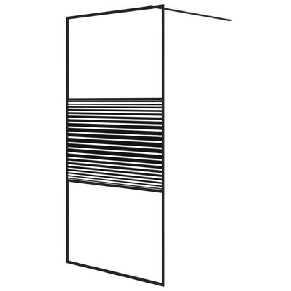 Inloopdouchewand 100x195 cm transparant ESG-glas zwart 100 x 195 cm Zwart Gestreept