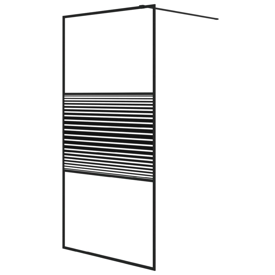 Inloopdouchewand 100x195 cm transparant ESG-glas zwart 100 x 195 cm Zwart Gestreept