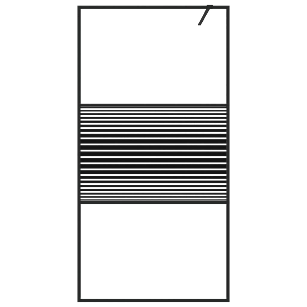 Inloopdouchewand 100x195 cm transparant ESG-glas zwart 100 x 195 cm Zwart Gestreept
