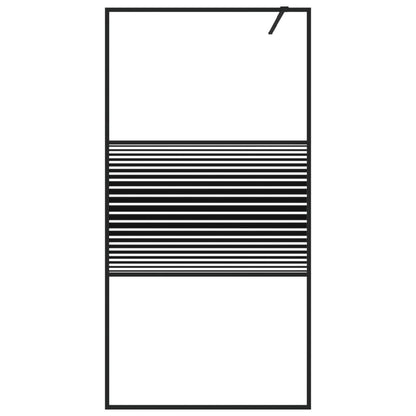 Inloopdouchewand 100x195 cm transparant ESG-glas zwart 100 x 195 cm Zwart Gestreept