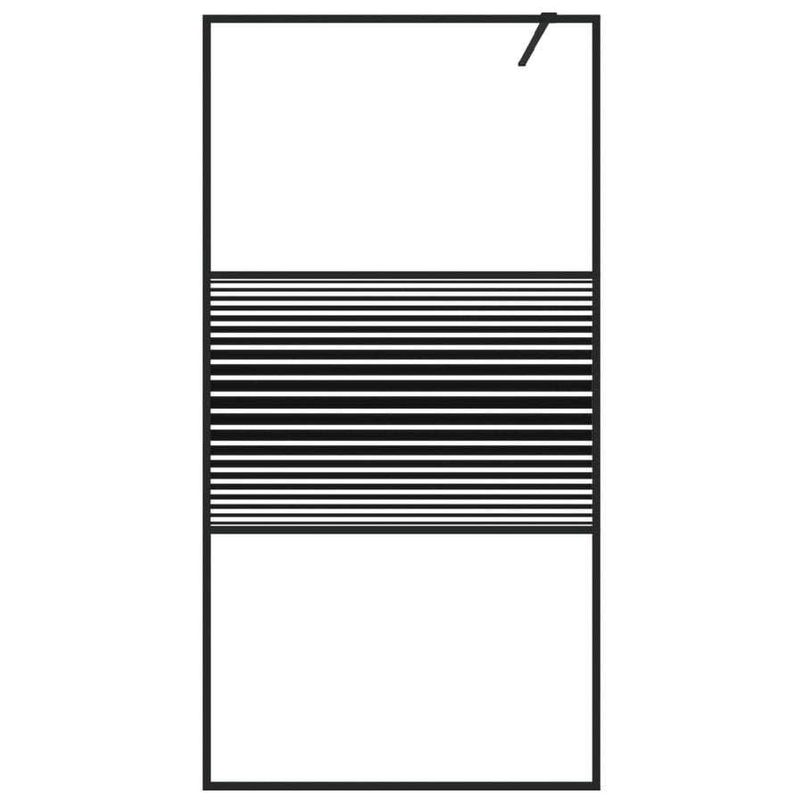 Inloopdouchewand 100x195 cm transparant ESG-glas zwart 100 x 195 cm Zwart Gestreept