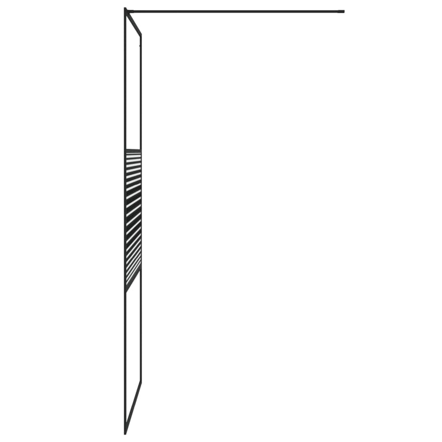 Inloopdouchewand 100x195 cm transparant ESG-glas zwart 100 x 195 cm Zwart Gestreept
