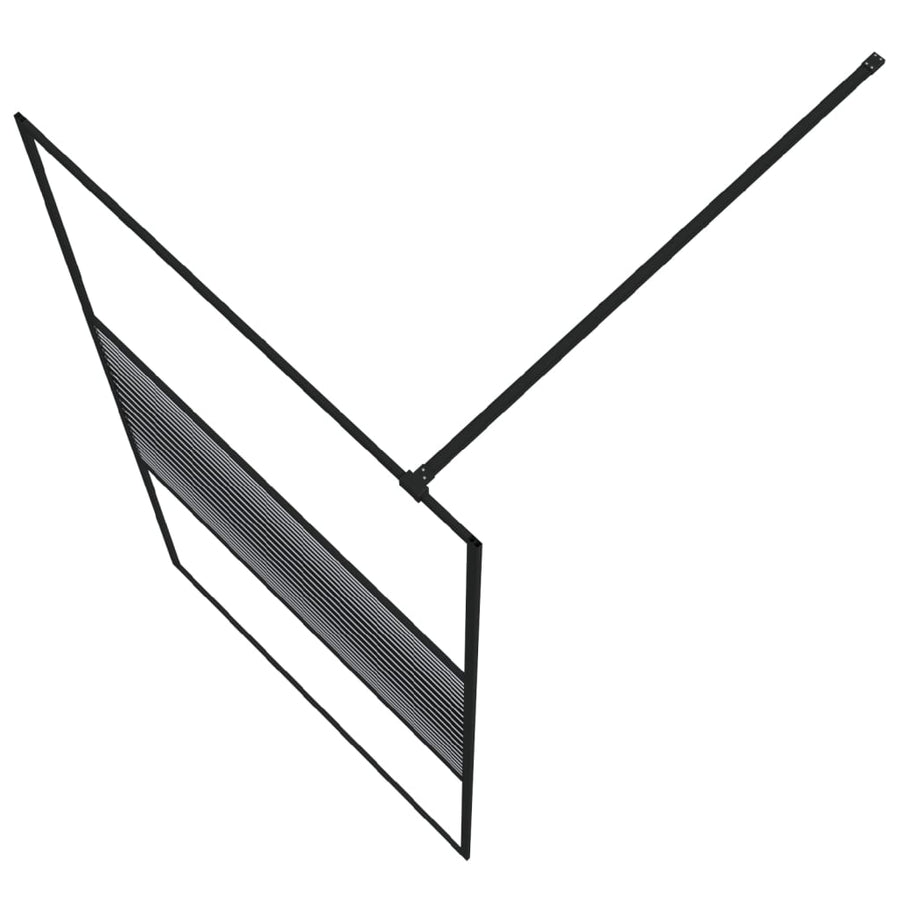 Inloopdouchewand 100x195 cm transparant ESG-glas zwart 100 x 195 cm Zwart Gestreept