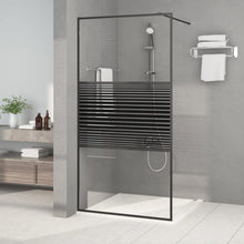 Inloopdouchewand 100x195 cm transparant ESG-glas zwart 100 x 195 cm Zwart Gestreept