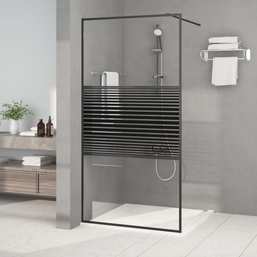 Inloopdouchewand 80X195 Cm Esg-Glas Transparant En Zwart