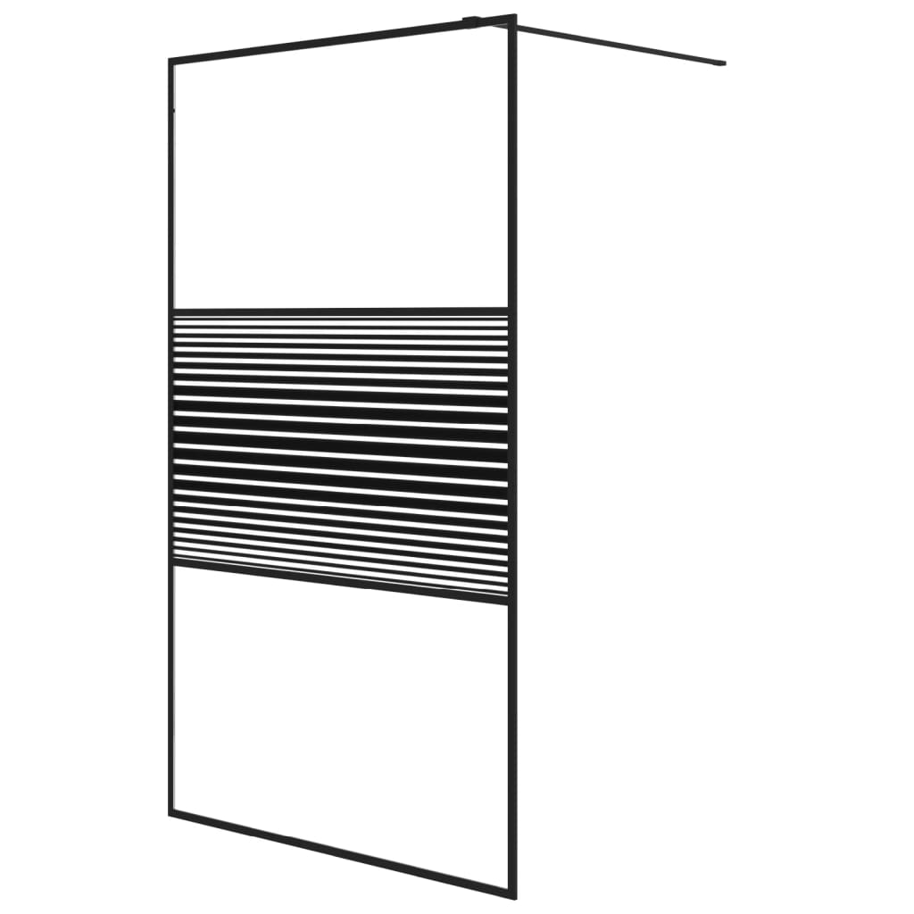 Inloopdouchewand 115x195 cm transparant ESG-glas zwart 115 x 195 cm Zwart