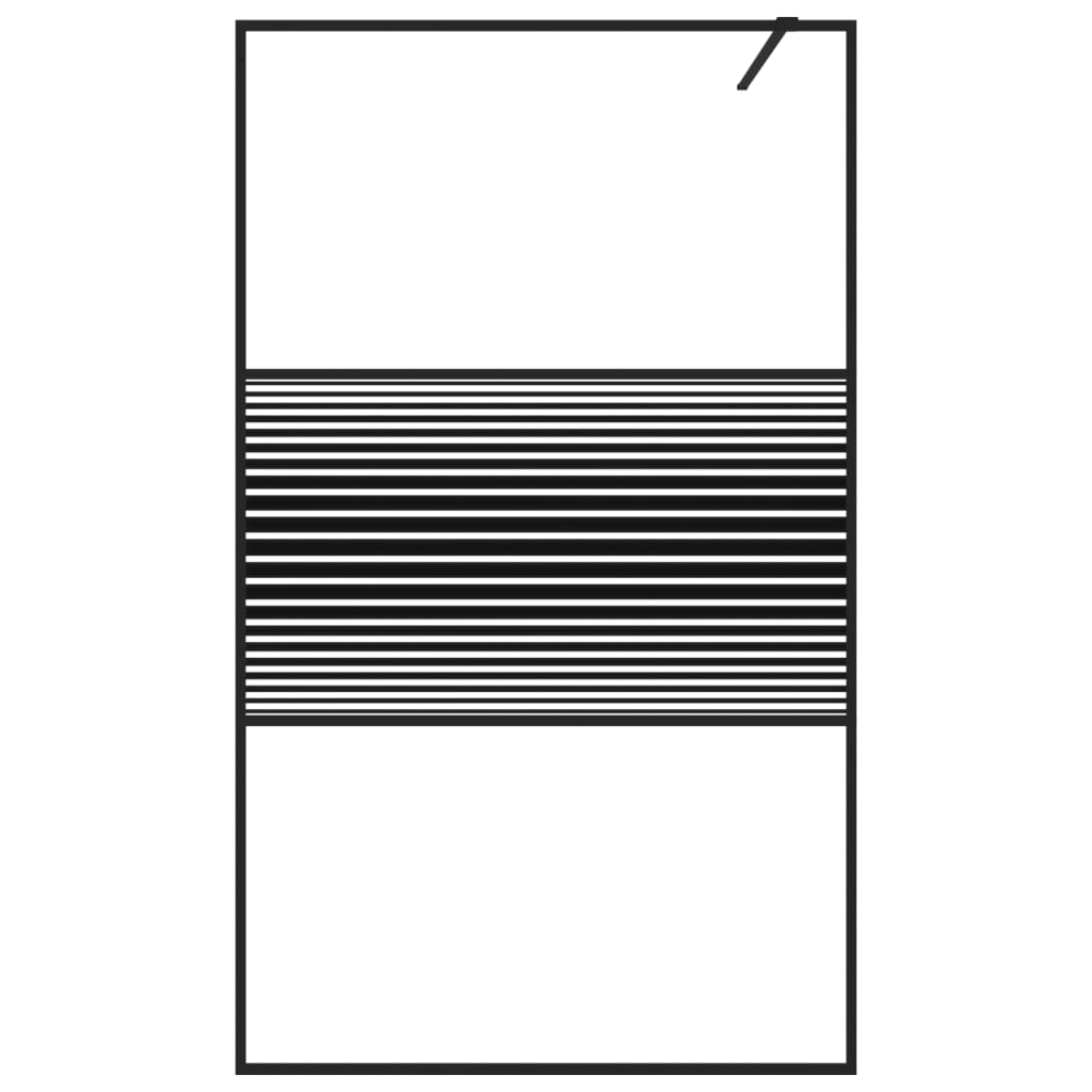 Inloopdouchewand 115x195 cm transparant ESG-glas zwart 115 x 195 cm Zwart
