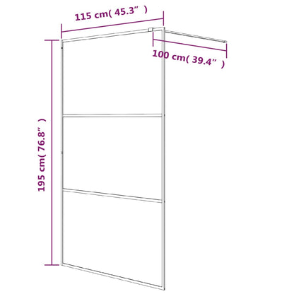 Inloopdouchewand 115x195 cm transparant ESG-glas zwart 115 x 195 cm Zwart