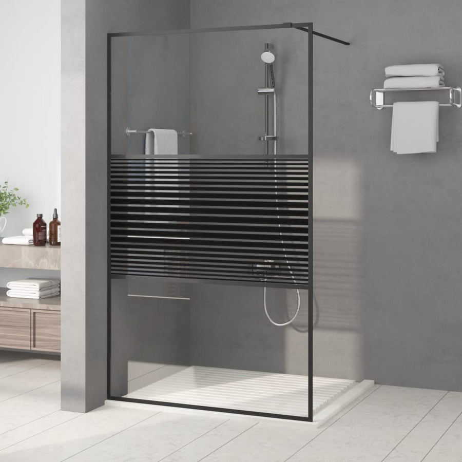 Inloopdouchewand 80X195 Cm Esg-Glas Transparant En Zwart