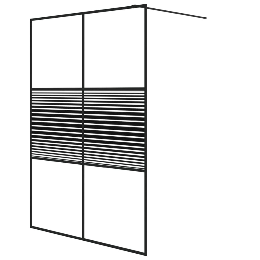 Inloopdouchewand Transparant Esg-Glas 140 x 195 cm Zwart Gestreept
