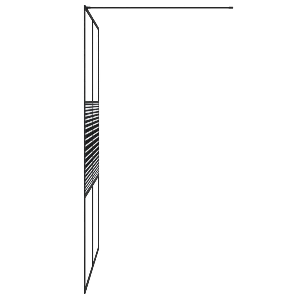 Inloopdouchewand Transparant Esg-Glas 140 x 195 cm Zwart Gestreept
