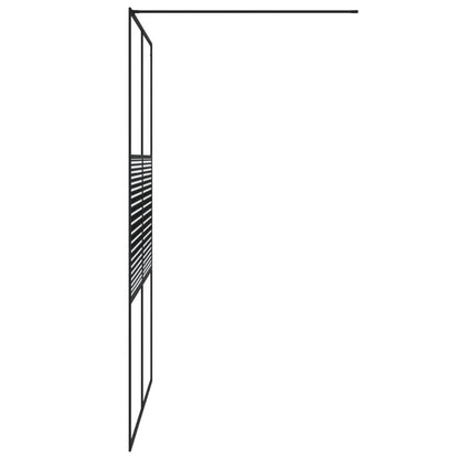 Inloopdouchewand Transparant Esg-Glas 140 x 195 cm Zwart Gestreept