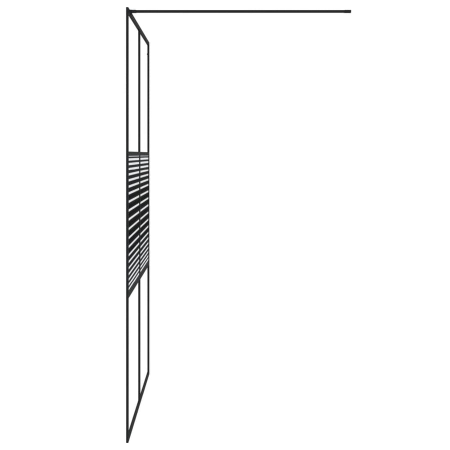 Inloopdouchewand Transparant Esg-Glas 140 x 195 cm Zwart Gestreept