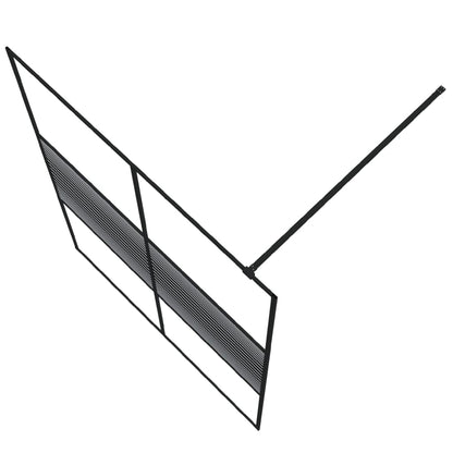Inloopdouchewand Transparant Esg-Glas 140 x 195 cm Zwart Gestreept