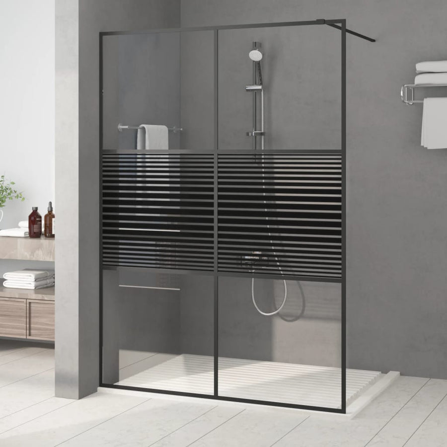Inloopdouchewand 80X195 Cm Esg-Glas Transparant En Zwart
