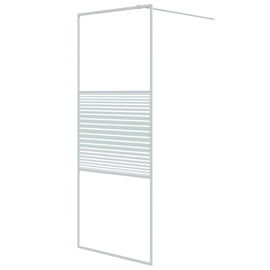 Inloopdouchewand 80x195 cm transparant ESG-glas wit 80 x 195 cm Wit Gestreept