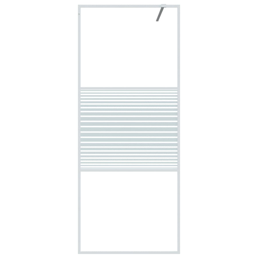 Inloopdouchewand 80x195 cm transparant ESG-glas wit 80 x 195 cm Wit Gestreept