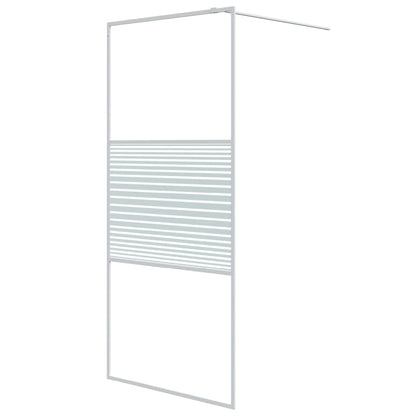 Inloopdouchewand 90x195 cm transparant ESG-glas wit 90 x 195 cm Wit Gestreept