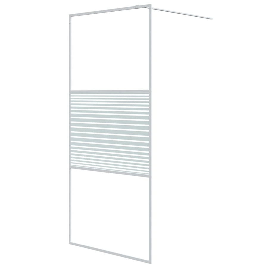 Inloopdouchewand 90x195 cm transparant ESG-glas wit 90 x 195 cm Wit Gestreept