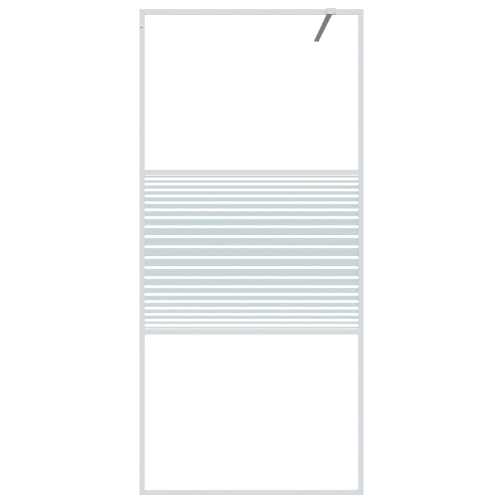 Inloopdouchewand 90x195 cm transparant ESG-glas wit 90 x 195 cm Wit Gestreept