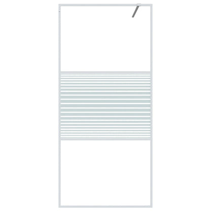 Inloopdouchewand 90x195 cm transparant ESG-glas wit 90 x 195 cm Wit Gestreept