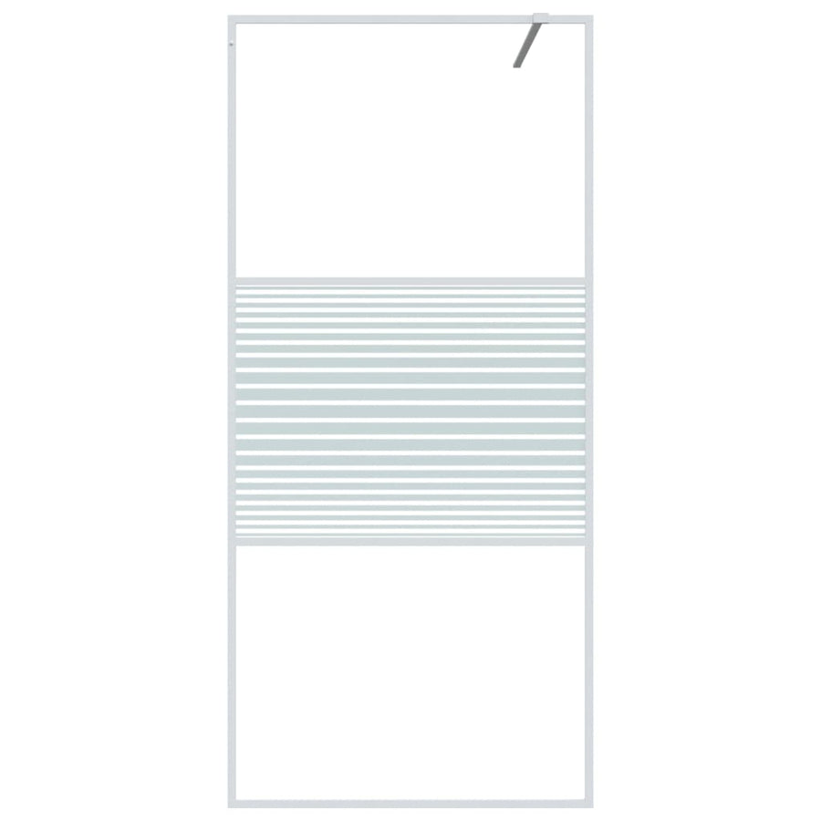 Inloopdouchewand 90x195 cm transparant ESG-glas wit 90 x 195 cm Wit Gestreept