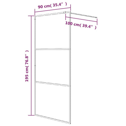 Inloopdouchewand 90x195 cm transparant ESG-glas wit 90 x 195 cm Wit Gestreept