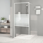 Inloopdouchewand 90x195 cm transparant ESG-glas wit 90 x 195 cm Wit Gestreept