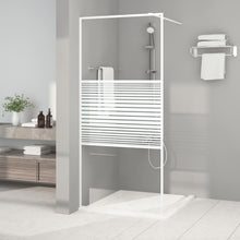 Inloopdouchewand 90x195 cm transparant ESG-glas wit 90 x 195 cm Wit Gestreept