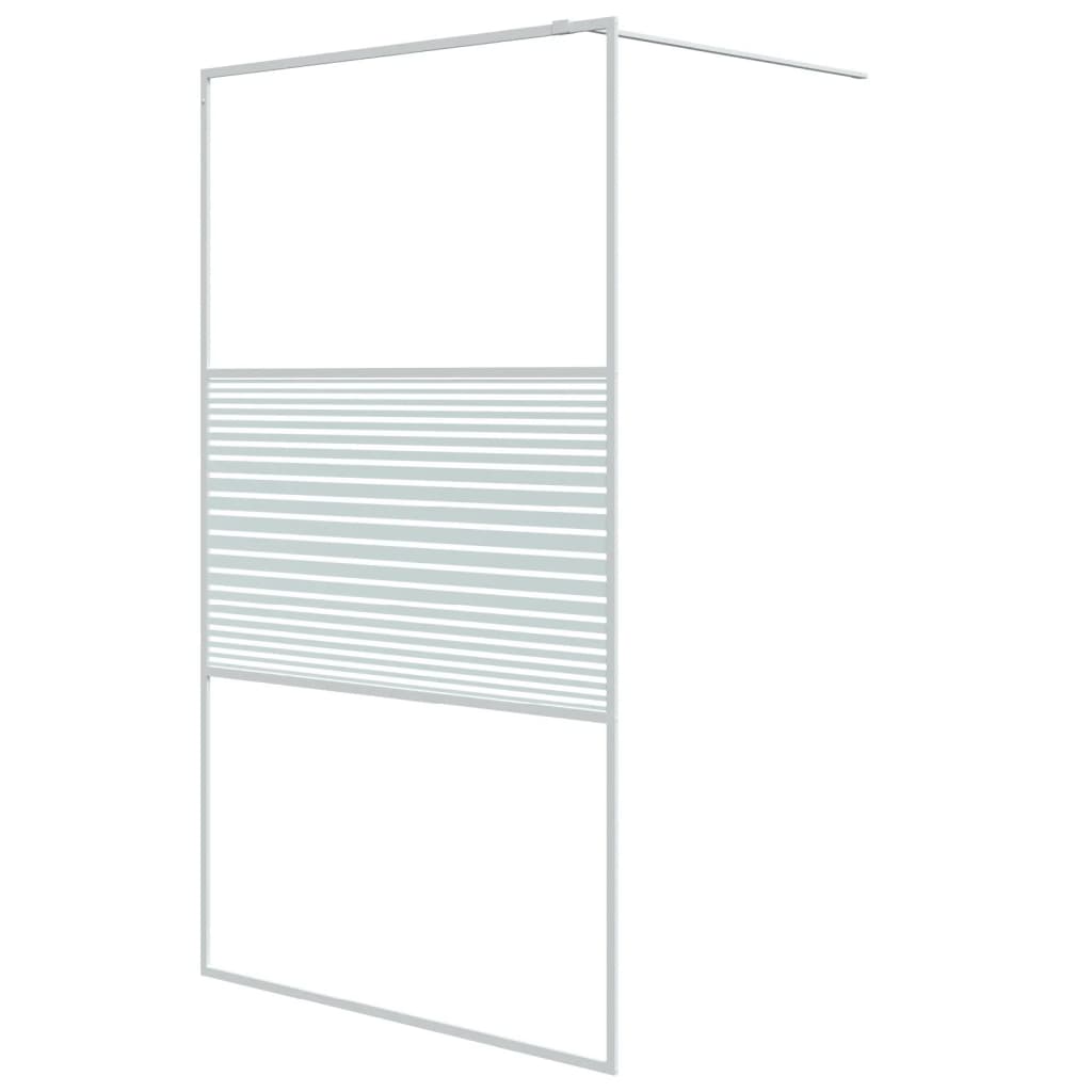 Inloopdouchewand 115x195 cm transparant ESG-glas wit 115 x 195 cm Wit Gestreept