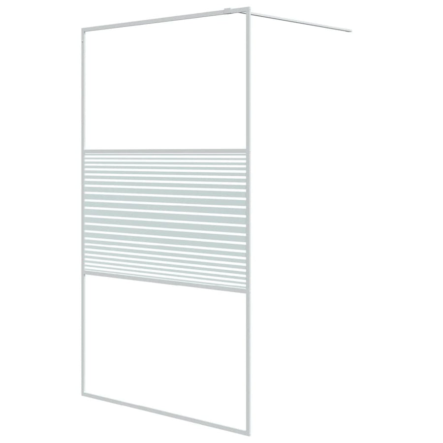 Inloopdouchewand 115x195 cm transparant ESG-glas wit 115 x 195 cm Wit Gestreept