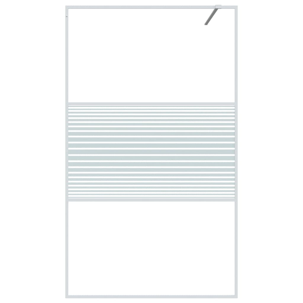 Inloopdouchewand 115x195 cm transparant ESG-glas wit 115 x 195 cm Wit Gestreept