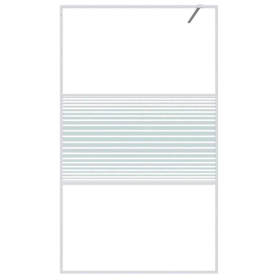 Inloopdouchewand 115x195 cm transparant ESG-glas wit 115 x 195 cm Wit Gestreept