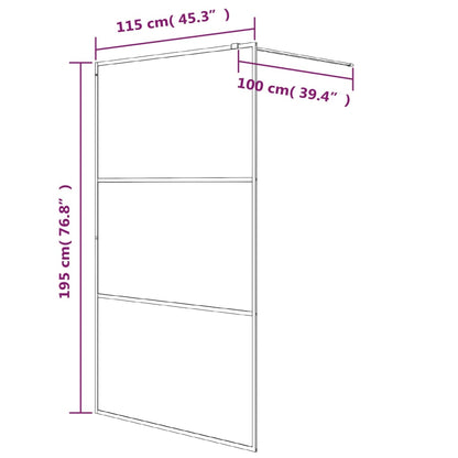 Inloopdouchewand 115x195 cm transparant ESG-glas wit 115 x 195 cm Wit Gestreept